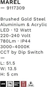 Aplica de perete LED baie IP44 MAREL auriu