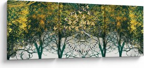 Tablou - Căprioare în pădurea verde (cu ceas) (90x30 cm)