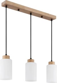 Globo 15977-3H - Lustră suspendată pe cablu ROWENA 3xE27/60W/230V stejar/alb