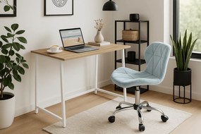 Set pentru birou – birou pliabil ZARIMO 80×40 cm alb + scaun de birou AVOLA VELVET albastru deschis