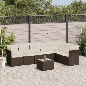 vidaXL Set canapele de grădină cu perne, 8 piese, maro, poliratan