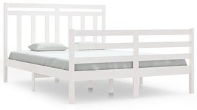 Cadru pat, alb, 140x190 cm, lemn masiv Alb, 140 x 190 cm