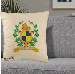 Perna Personalizata FC United Ploiesti 1906 Fotbal, 40x40 cm, Bej, Husa Detasabila, Perna Inclusa, BEKZ®