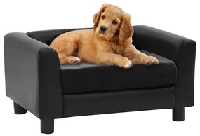 vidaXL Canapea pentru câini, negru, 60x43x30 cm pluș &amp; piele ecologică