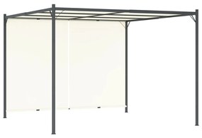 Pergola cu acoperis rabatabil, alb crem, 3 x 3 m, otel