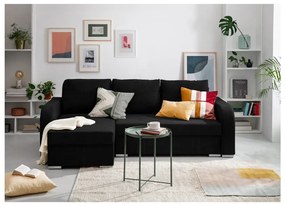 Colțar extensibil cu spațiu pentru depozitare Melart Louise, negru