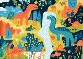 Tablou pe sticlă - Dinozauri veseli (70x50 cm)