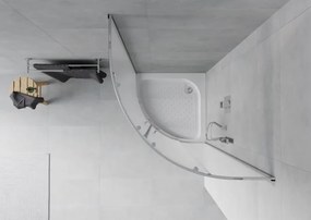 Mexen Rio cabina de duș semirotundă 70 x 70 cm, șlefuire, crom + cadă de duș, alb - 863-070-070-01-30-4710