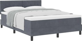 vidaXL Pat cu arcuri cu saltea Gri închis 140 x 200 cm Catifea