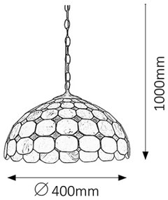 Brilagi - Candelabru Tiffany cu vitralii pe lanț DORAN 2xE27/60W/230V
