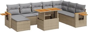 vidaXL Set canapele grădină cu perne 9 piese bej poliratan/lemn acacia