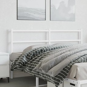 vidaXL Tăblie de pat metalică, alb, 150 cm