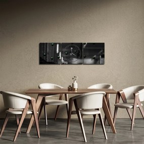 Tablou abstract - bilele verzi (cu ceas) (90x30 cm)