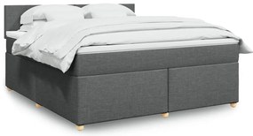vidaXL Pat box spring cu saltea, gri închis, 180x200 cm, textil