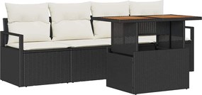vidaXL Set de canapele pentru grădină 5 pcs Negru Rattan poli