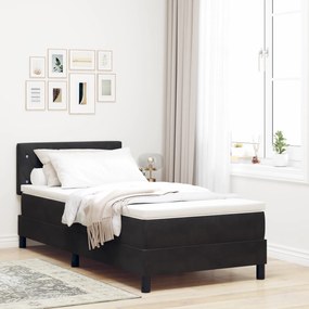 vidaXL Pat box spring cu saltea &amp; LED, negru, 90x200 cm, catifea