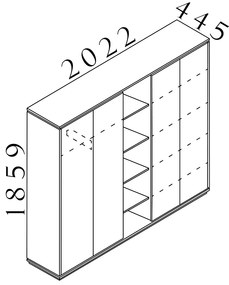 Dulap înalt Creator 202,2 x 44,5 x 185,9 cm, alb / wenge