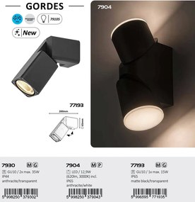 Aplica perete exterior IP65 cu spot directionabil Gordes