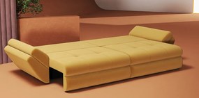 Canapea extensibilă dumonde cu ladă de depozitare si sezut confortabil din spuma high-density, Loana Royal Mustar 300x100 cm