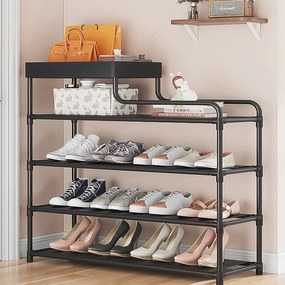 Pantofar, Naimeed D5549, raft incaltaminte, polita multifunctionala, 81 x 22 x 80 cm, negru