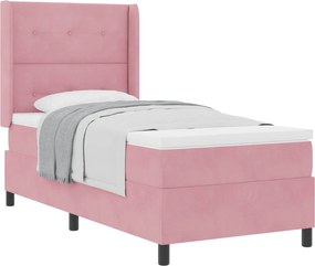vidaXL Pat cu arcuri cu saltea cu headboard Roz 80 x 200 cm Catifea