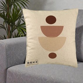 Perna Decorativa Geometric Boho Balance, 40x40 cm, Bej, Husa Detasabila, Perna Inclusa, BEKZ®