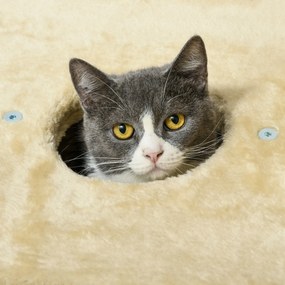 PawHut Arbore de pisici cu zgârdaioare din sisal natural, 1 cuib, coș, măciucă, plus jacinthe d'eau 45 x 40 x 74 cm bej | Aosom Romania