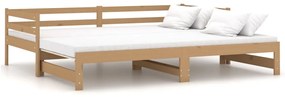 806953 vidaXL Pat extensibil de zi maro miere 2x(90x200) cm lemn masiv pin