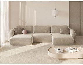 Colțar bej extensibil/cu spațiu de depozitare cu tapițerie din chenille (în formă de "U") Tonale – Cosmopolitan Design