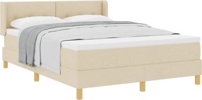 vidaXL Pat cu arcuri cu saltea cu headboard Crem 190 x 140 cm țesătură