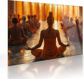 Tablou pe sticlă - Lecții de yoga (70x50 cm)