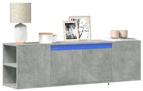 vidaXL Dulap TV de perete cu lumini LED, gri beton, 135x31x39,5 cm