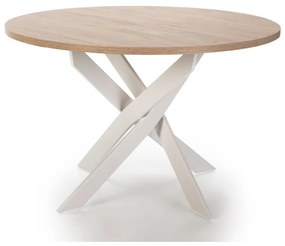 Masă de dining rotundă cu blat cu aspect de lemn de stejar ø 120 cm Ther – Marckeric