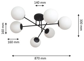 Lustră aplicată MOON 6xE27/15W/230V negru