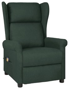 3098337 vidaXL Fotoliu de masaj electric spătar cu aripi, verde închis, textil