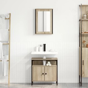 vidaXL Set de dulapuri pentru baie 2 Piese Stejar Sonoma Lemn Prelucrat