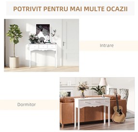 HOMCOM Masă Consolă Modernă cu 3 Sertare, Consolă de Intrare din MDF, pentru Hol, Sufragerie, 100x32x85 cm, Alb | Aosom Romania