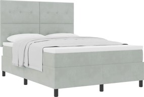 vidaXL Pat cu arcuri cu saltea Gri deschis 140 x 190 cm Catifea