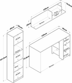 Birou cu bibliotecă Hado Walnut și Anthracite
