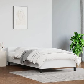 347472 vidaXL Cadru de pat cu tăblie, alb, 90x190 cm, piele ecologică