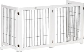 PawHut Barieră de Siguranță pentru Câini Pliabilă 264x77 cm din 4 Panouri cu Picioare și Ramă din Lemn pentru Uși Scări | Aosom Romania