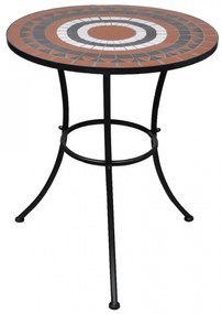 Masă de bistro, cărămiziu și alb, 60 cm, mozaic