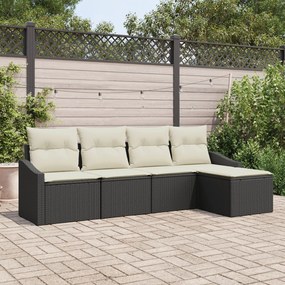 vidaXL Set de canapele pentru grădină 5 pcs Negru Rattan poli