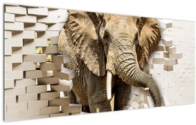 Tablou - Elefant spârgând peretele (120x50 cm)