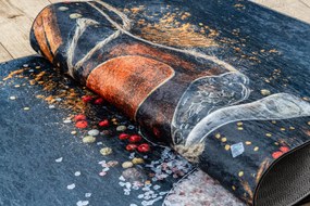 ANDRE 9002 covor lavabil linguri, condimente bucatarie, anti-alunecare - albastre / teracotă