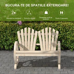 Outsunny Bancă de Grădină pentru 2 Persoane cu Mânere în Formă de Roată, Bancă de Exterior din Lemn de Brad, pentru Terasă și Curte, 108x66x95 cm, Finisaj Lemn Natural | Aosom Romania