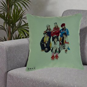 Perna Personalizata Grup K-pop Fete Streetwear Foto, 40x40 cm, Verde, Husa Detasabila, Perna Inclusa, BEKZ®