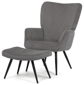 Fotoliu relaxare cu suport pentru picioare L7285GREY6, gri