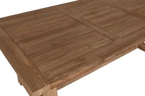 Masă dining din lemn masiv de tec, natur, 10 locuri, cu bază în formă de V, 75 x 200 x 100 cm, „Thoren”