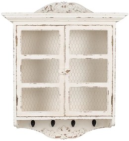 Dulap de perete, alb, din lemn, aspect vintage, Blanchette